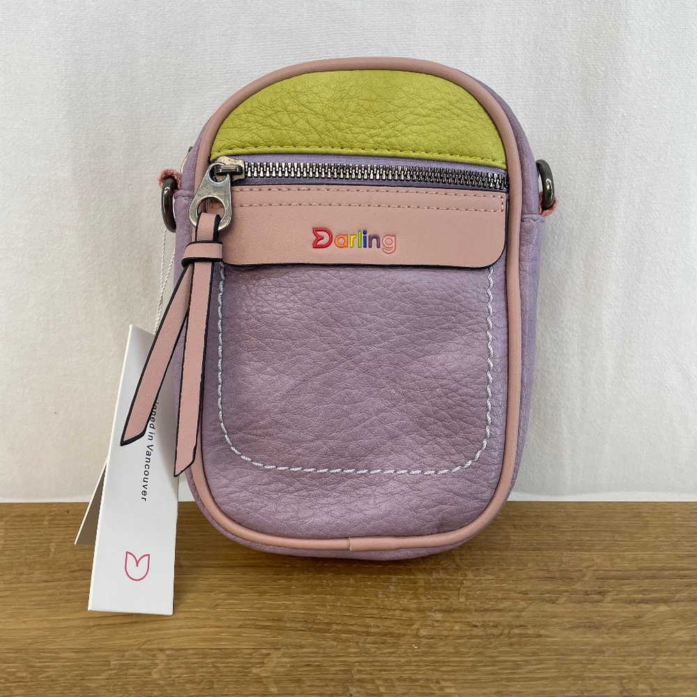 Crossbody Handbag with Zippers Darling’s Purple 5”x8”